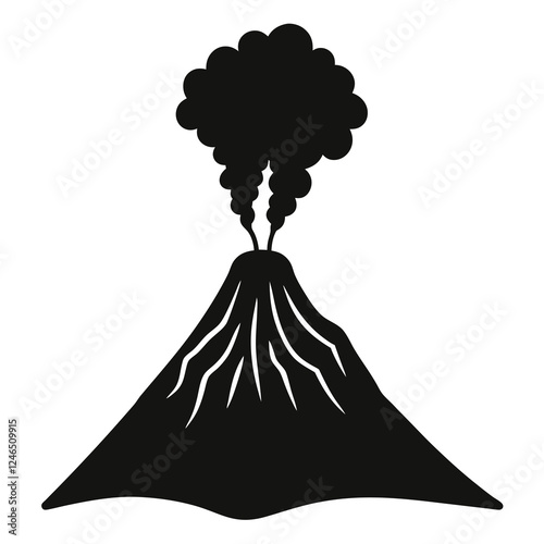 silhouette vector of sulfur gas vent near a volcano