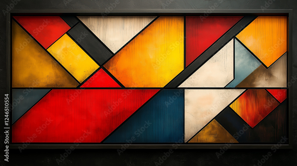 Fototapeta premium Geometric Harmony: A Bold Composition of Shapes, Color, and Texture