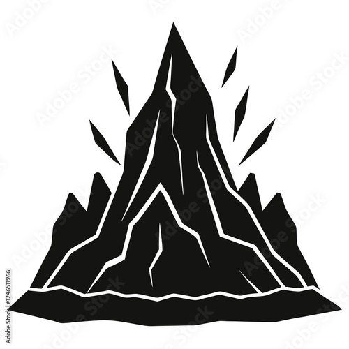 silhouette vector of volcanic rock formation