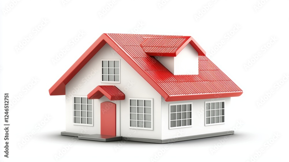 Picturesque white house with red roof, a charming rural home nestled among green trees Picturesque white house with red roof, a charming rural home nestled among green trees