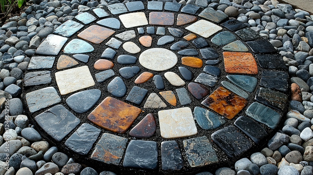 Circular Stone Mosaic Garden Pathway Design Circular Stone Mosaic Garden Pathway Design