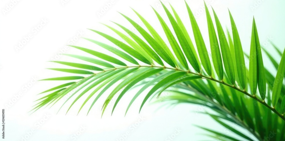 Obraz premium Palm frond with delicate details on a white background, isolated, nature photography