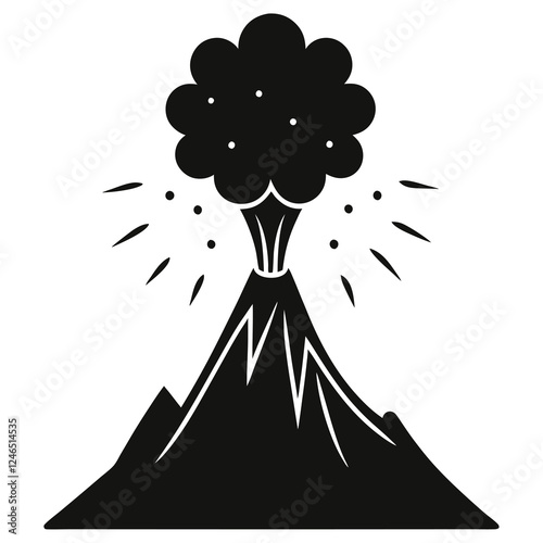 silhouette vector of fireball erupting from a volcano