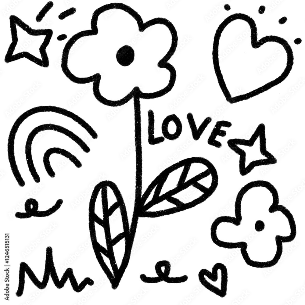 hand drawn flowers Valentine’s Day Line Art Images hand drawn flowers Valentine’s Day Line Art Images