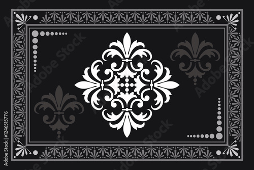 Persian Carpet or Iranian Carpet Traditional Design Oriental Damask Floral Embroidery Design for rug, Throws, Wallpaper, Wrapping, Fabric, Clothing and Tribal Vector Textures.