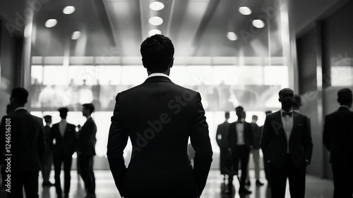 A businessman standing out in a crowd