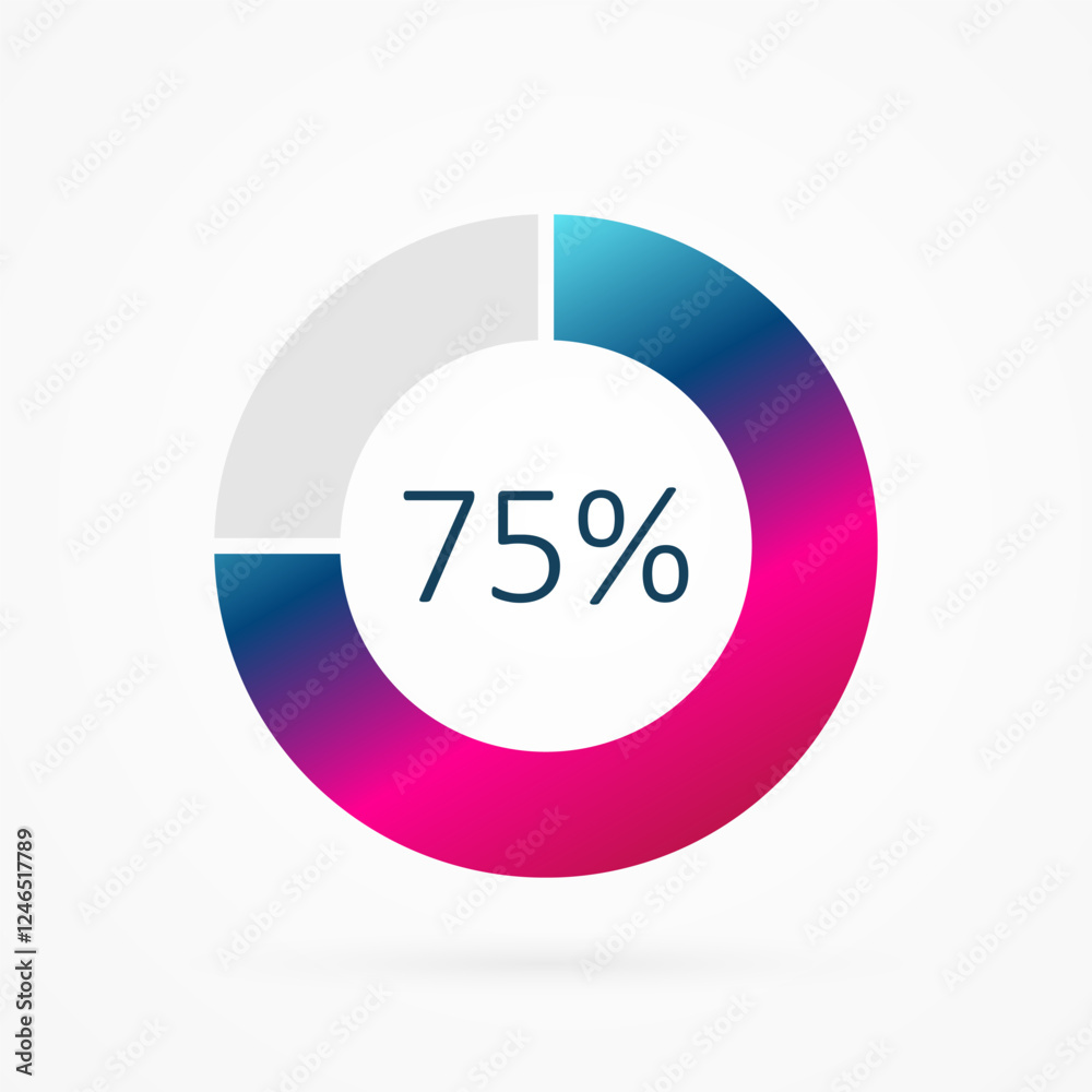 75 percent circle pie chart, isolated symbol. Vector gradient element. Infographic sign. Illustration, icon for business, finance, report, web design, downloading 75 percent circle pie chart, isolated symbol. Vector gradient element. Infographic sign. Illustration, icon for business, finance, report, web design, downloading
