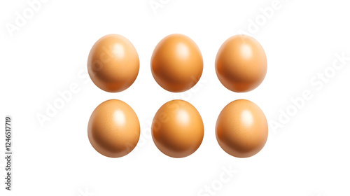 Highly realistic advertising photo of a fresh eggs pack six pack isolated on transparent background
 photo