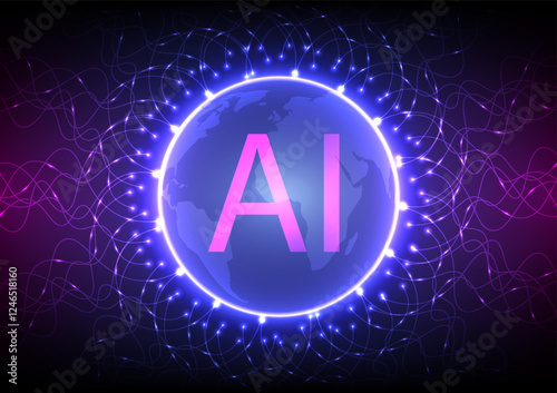 Digital technology AI background. technology chipset cloud concept. Design for connection  communiction computer concept connection processor quantum