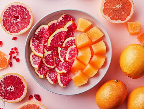 Food image: a variety of fresh fruits on a colorful background.