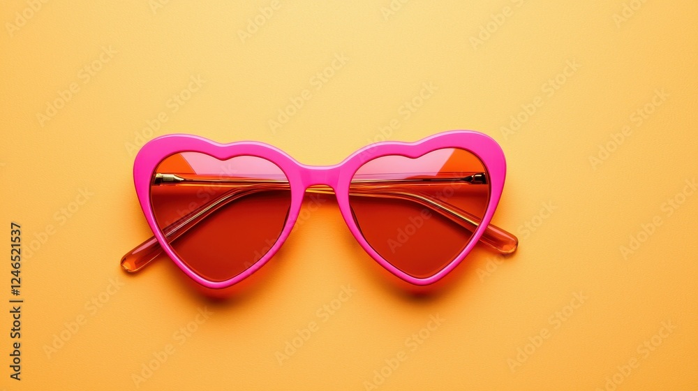 Heart-shaped sunglasses on a vibrant background. Heart-shaped sunglasses on a vibrant background.