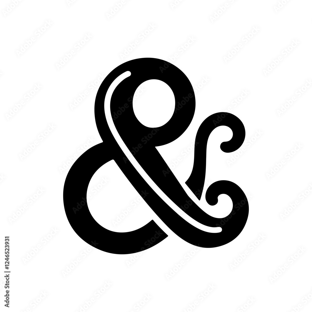 Ampersand logo icon vector flat illustration design on white background. Ampersand logo icon vector flat illustration design on white background.