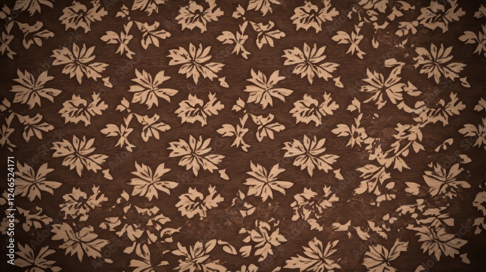 Fototapeta premium Vintage Floral Brown Textile Pattern Design