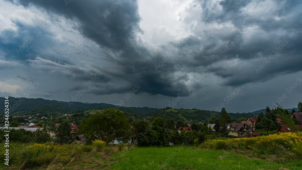A timelapse showing the condensation of a storm cloud and its movement. A timelapse showing the condensation of a storm cloud and its movement.