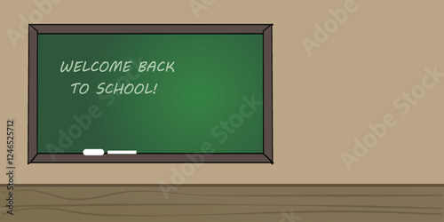 Welcome back to school classroom. Vector cartoon illustration design background