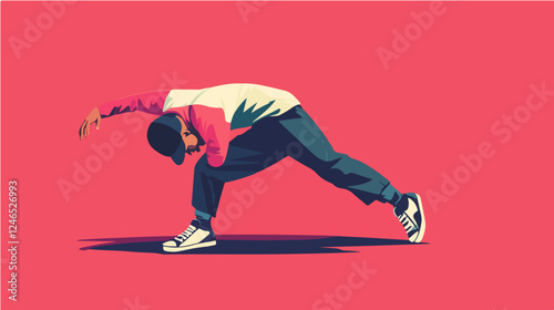 Illustration breakdancer. Guy breakdancing. Freestyle dancer.