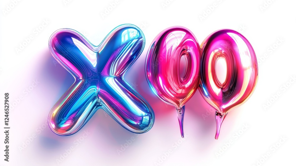 Psychedelic XOXO set with swirling neon colors and gradient effects, high-energy vibe, isolated on a crisp white background Psychedelic XOXO set with swirling neon colors and gradient effects, high-energy vibe, isolated on a crisp white background