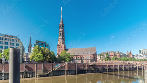 Hyperlapse of Hauptkirche St. Katharinen or St. Catherine's Church in Hamburg, Germany. photo