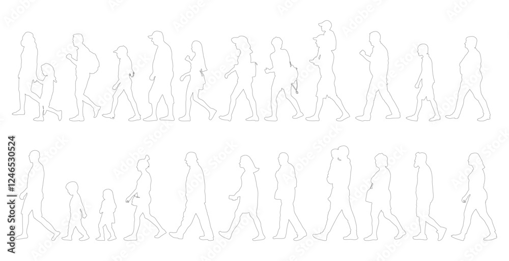 custom made wallpaper toronto digitalContour of moving people (crowd). Vector illustration.