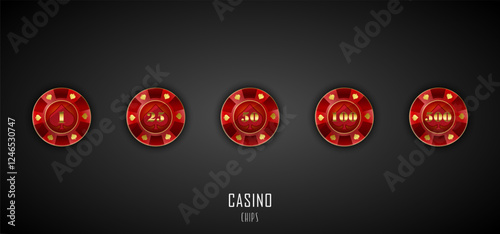 Realistic casino chips set Realistic casino poker game chips gambling coins
