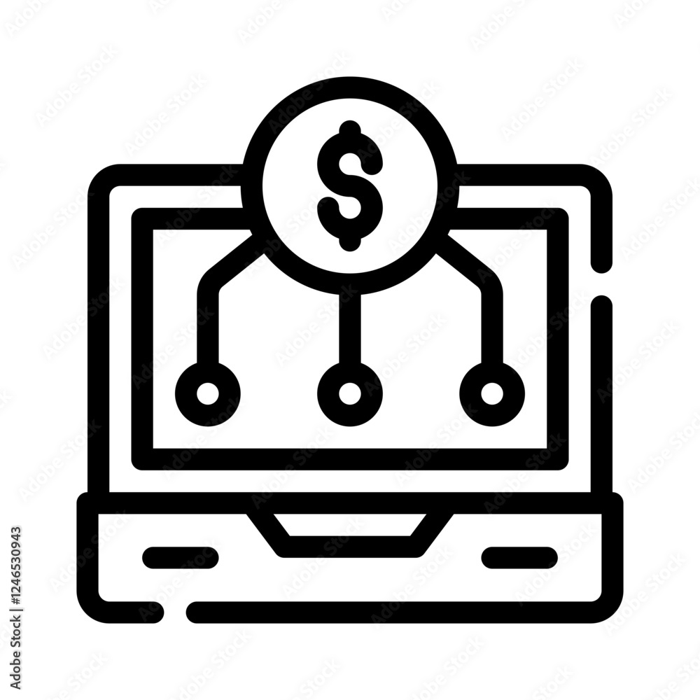 Icon Blockchain Crypto With Style Outline Icon Blockchain Crypto With Style Outline