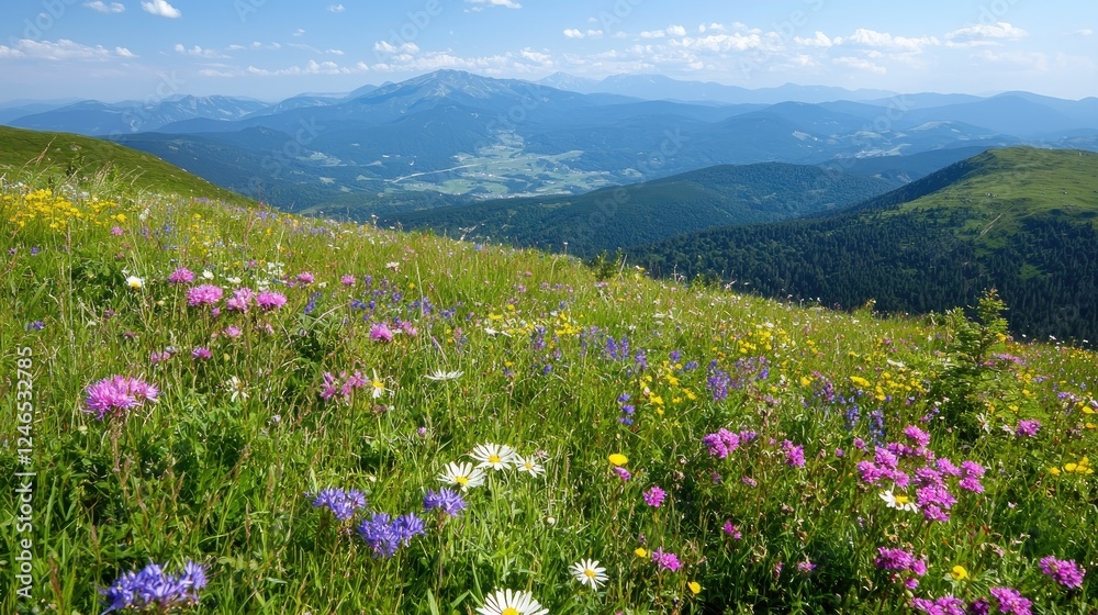 Mountain meadow wildflowers summer landscape scenic travel (2) Mountain meadow wildflowers summer landscape scenic travel (2)