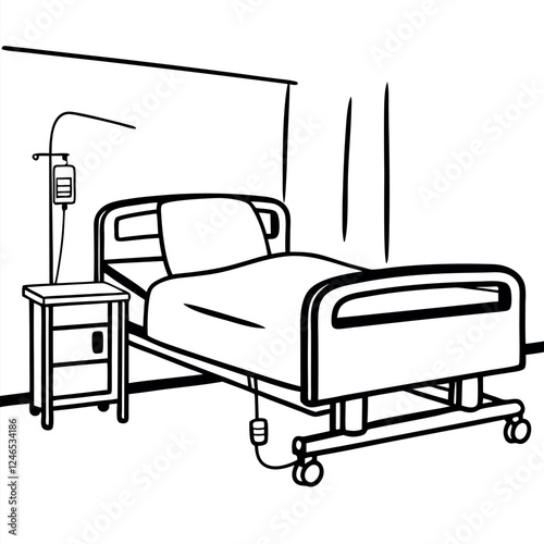 Cozy Hospital Room Bed  Linens & Medical Devices