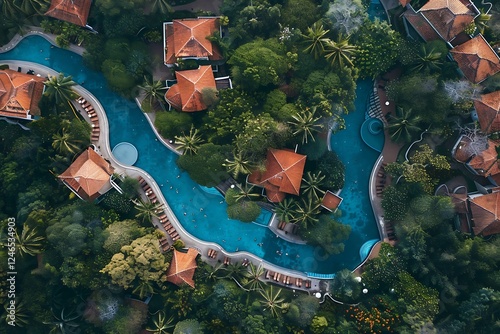 Wallpaper Mural Aerial view of luxury hotel swimming pool. Luxury resort on the coast of the sea. Torontodigital.ca