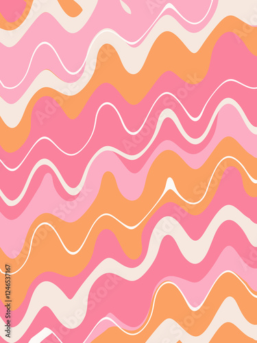 Pink orange doodle abstract background. Illustration for banner, poster, card