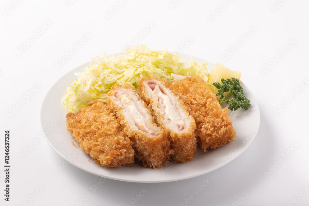 鶏むね包み揚げ(ハム&チーズソース) 鶏むね包み揚げ(ハム&チーズソース)