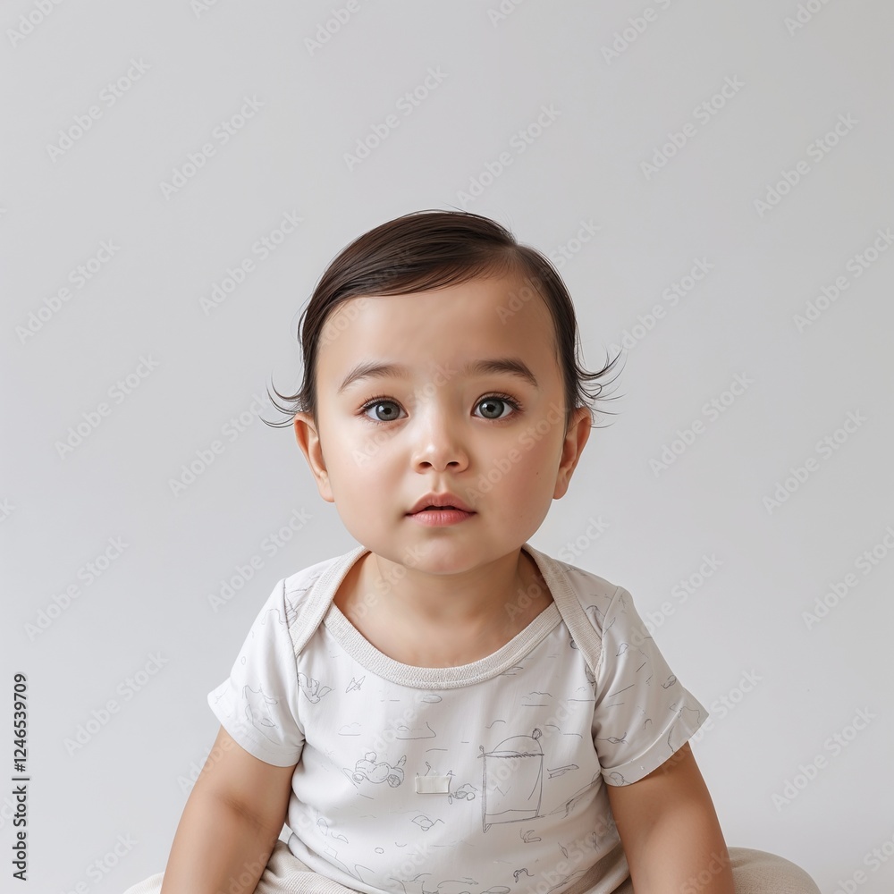 Toddler Neutral image in a simple hand drawing flat line design on plain white background Toddler Neutral image in a simple hand drawing flat line design on plain white background