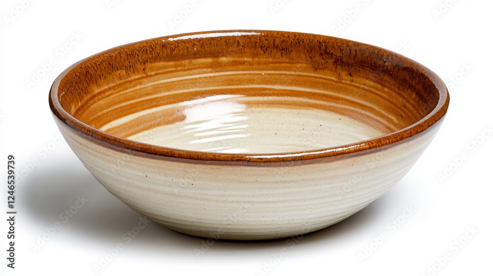 ceramic bowl with glossy brown and beige finish, featuring smooth, rounded design. bowl earthy tones and simple elegance make it suitable for various dining settings ceramic bowl with glossy brown and beige finish, featuring smooth, rounded design. bowl earthy tones and simple elegance make it suitable for various dining settings