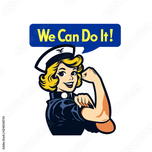 poster illustration of " we can do it! " marine sailor navy seal version	
