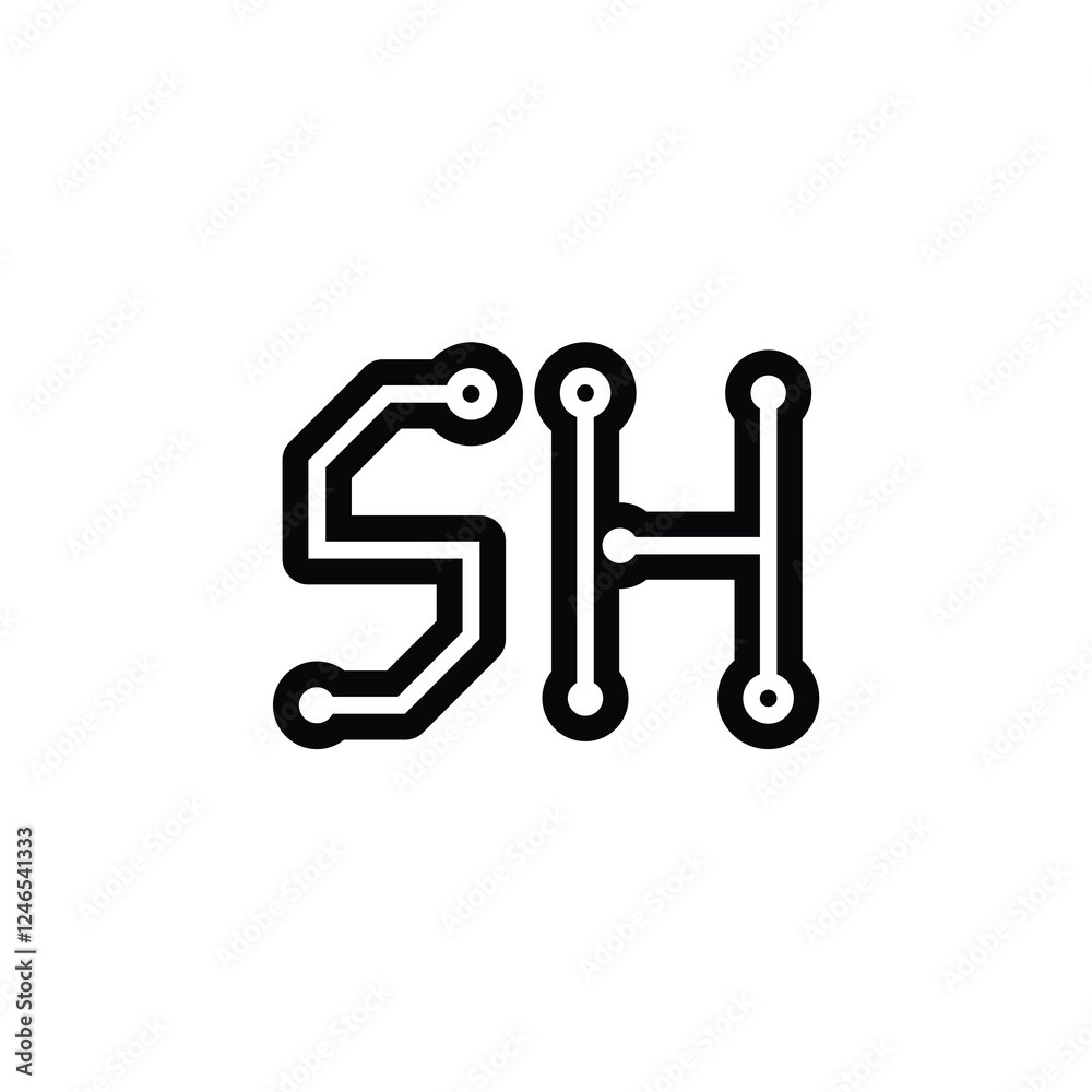 SH monogram logo design letter text name symbol monochrome logotype alphabet character simple logo SH monogram logo design letter text name symbol monochrome logotype alphabet character simple logo