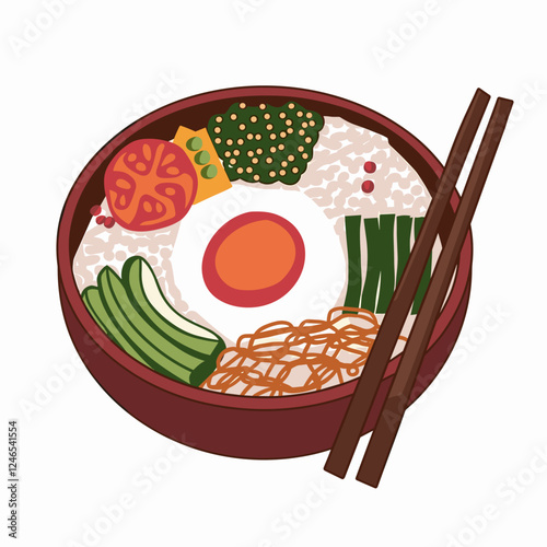 Korean Bibimbap Bowl with Fresh Ingredients