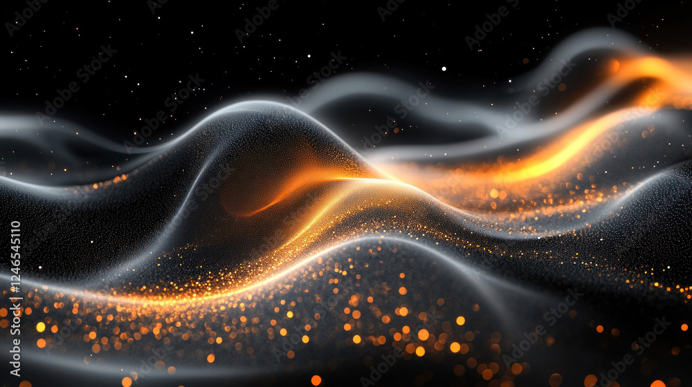 Black backgrounds with shimmering metallic accents and soft glows for a sophisticated effect Black backgrounds with shimmering metallic accents and soft glows for a sophisticated effect