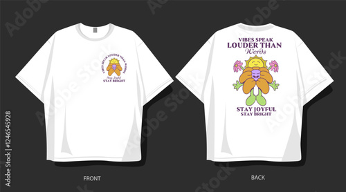Flowers groove cartoon vector. Happy blooming t-shirt design, spring graphic illustration. Inspirational quotes for clothing design and merch