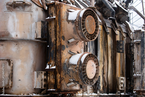 burnt transformers after Russian shelling of Ukrainian energy infrastructure