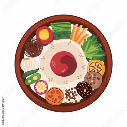 Korean Bibimbap Bowl with Fresh Ingredients