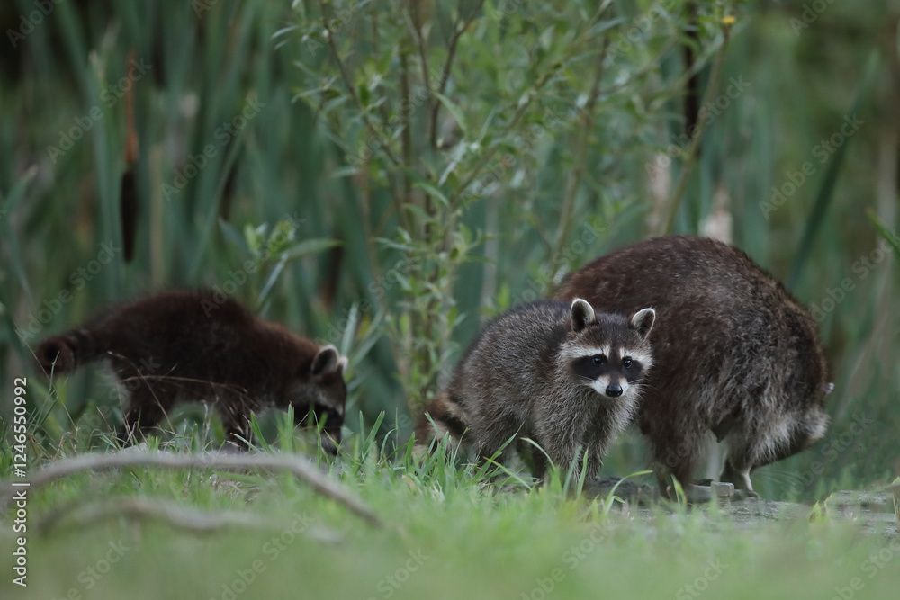 Szop pracz, szop amerykański, (Procyon lotor), raccoon Szop pracz, szop amerykański, (Procyon lotor), raccoon
