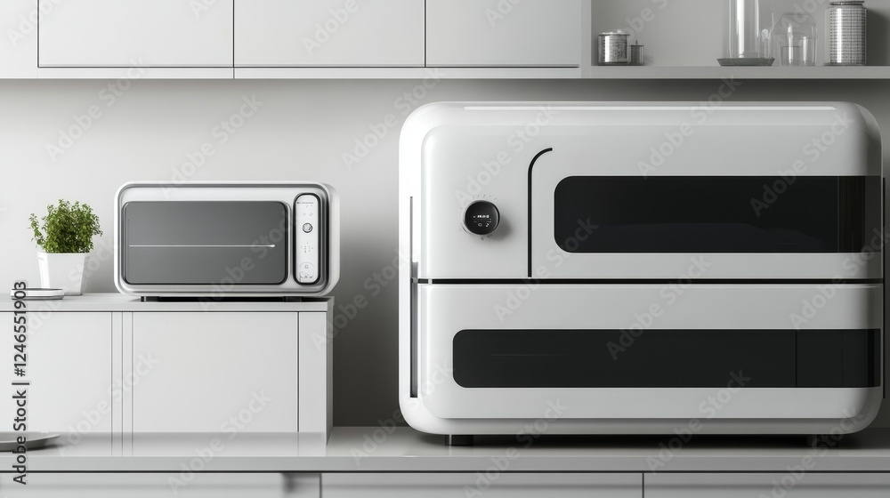 Obraz premium Modern Sustainable Kitchen Appliances in Futuristic Design for Eco-Friendly Homes