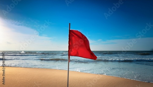 red beach umbrella