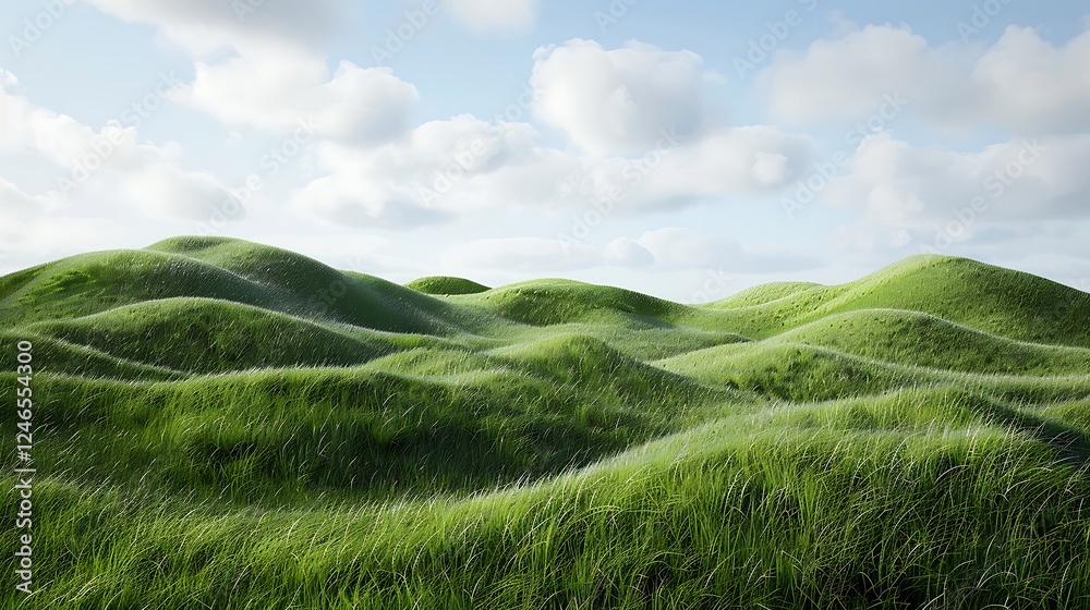 Green hills and blue sky with white clouds. Green hills and blue sky with white clouds.