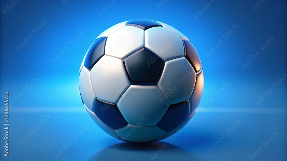 Naklejka premium soccer ball on blue background