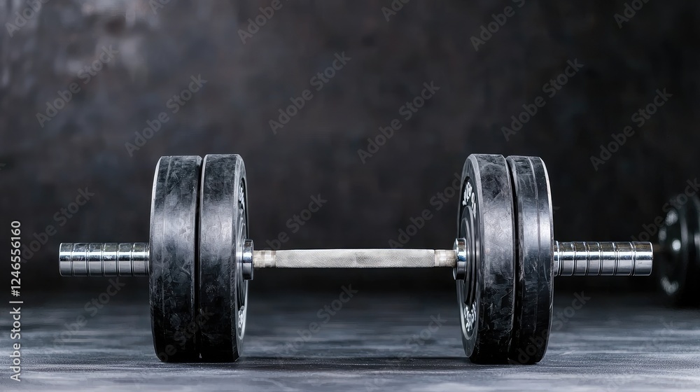 Naklejka premium Weights in gym, dark background, fitness