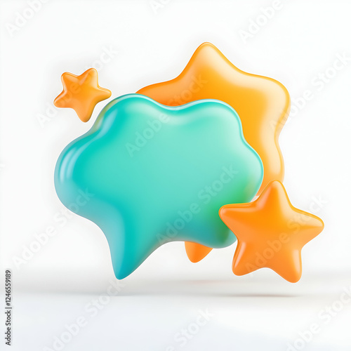 Abstract 3D shapes, playful, colorful design, modern background. Possible use for illustration, graphic design, branding, etc. photo