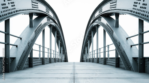 Fototapeta Naklejka Na Ścianę i Meble -  Steel Arch Bridge Structure with Detailed Metalwork