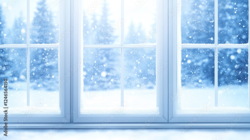 Fototapeta premium Winter Wonderland View from Cozy Window Pane