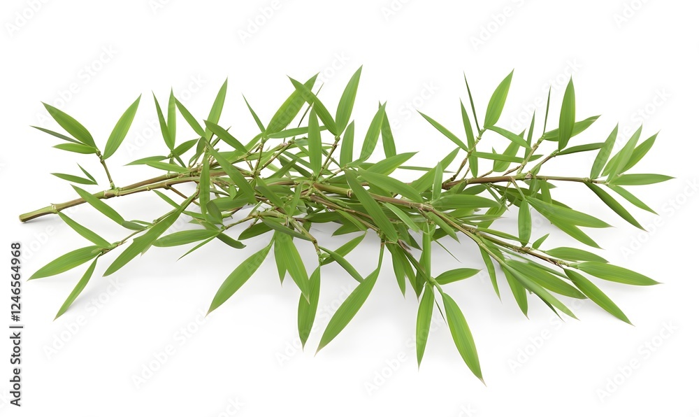 Fototapeta premium Fresh bamboo branch, isolated, white background, nature, design element