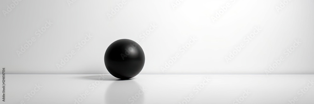 Black Sphere on White Background Minimalist 3D Render Black Sphere on White Background Minimalist 3D Render